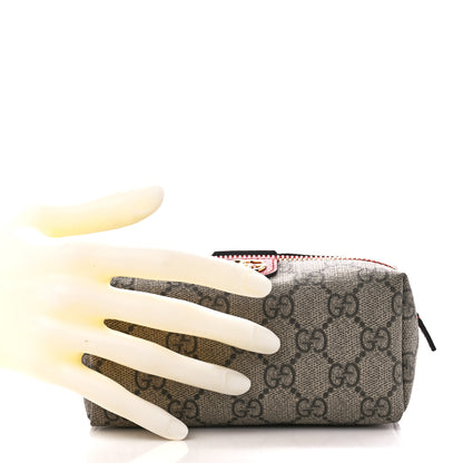 Gucci Soft GG Supreme Monogram Calfskin Small Ophidia Cosmetic Case Beige Ebony Hibiscus Red 2 of 11