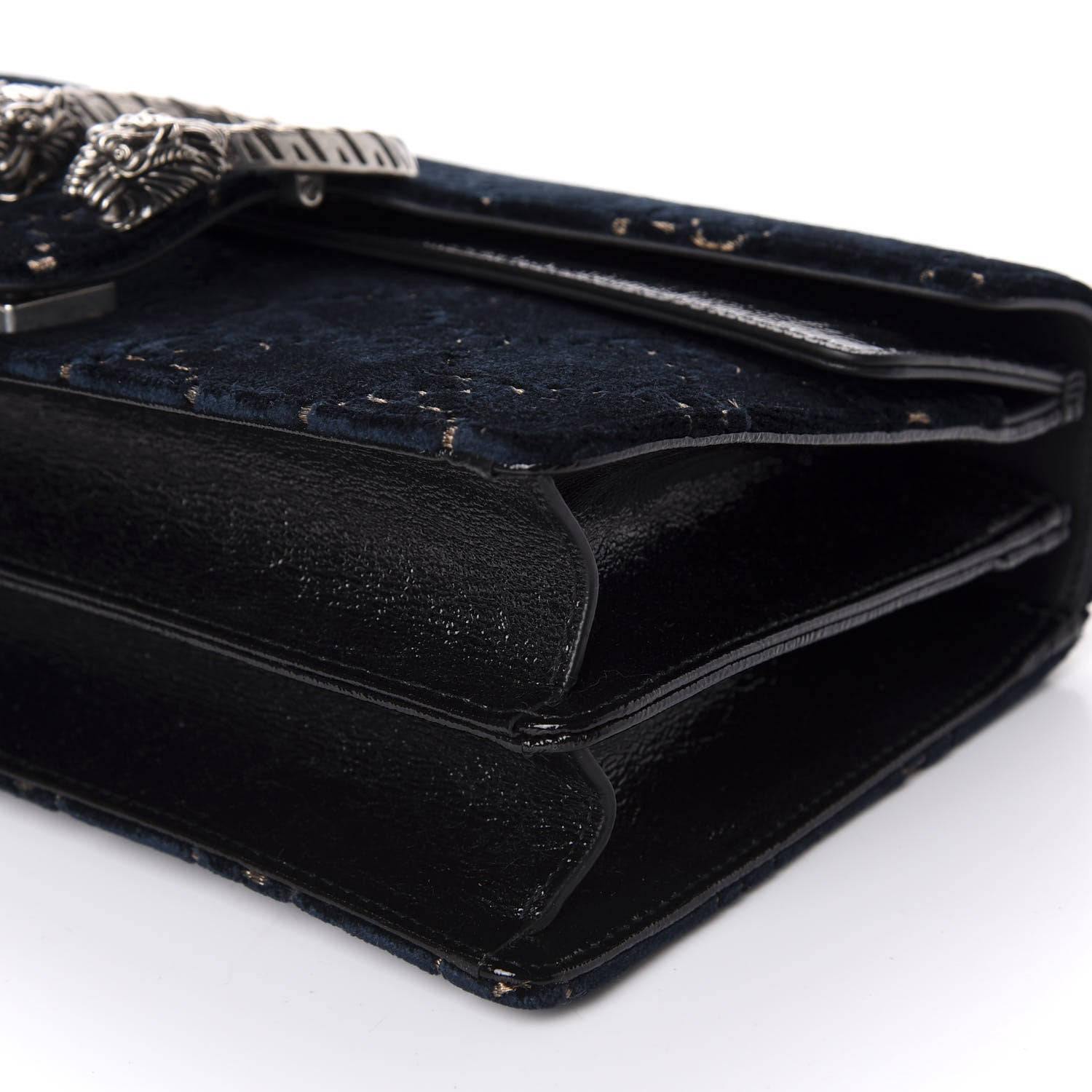 Gucci Velvet Skipper GG Monogram Small Dionysus Shoulder Bag Blue Beige Black 7 of 10