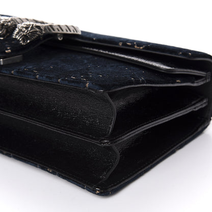 Gucci Velvet Skipper GG Monogram Small Dionysus Shoulder Bag Blue Beige Black 7 of 10