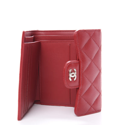 Chanel Caviar Quilted Compact Flap Wallet Dark Red 5 of 9