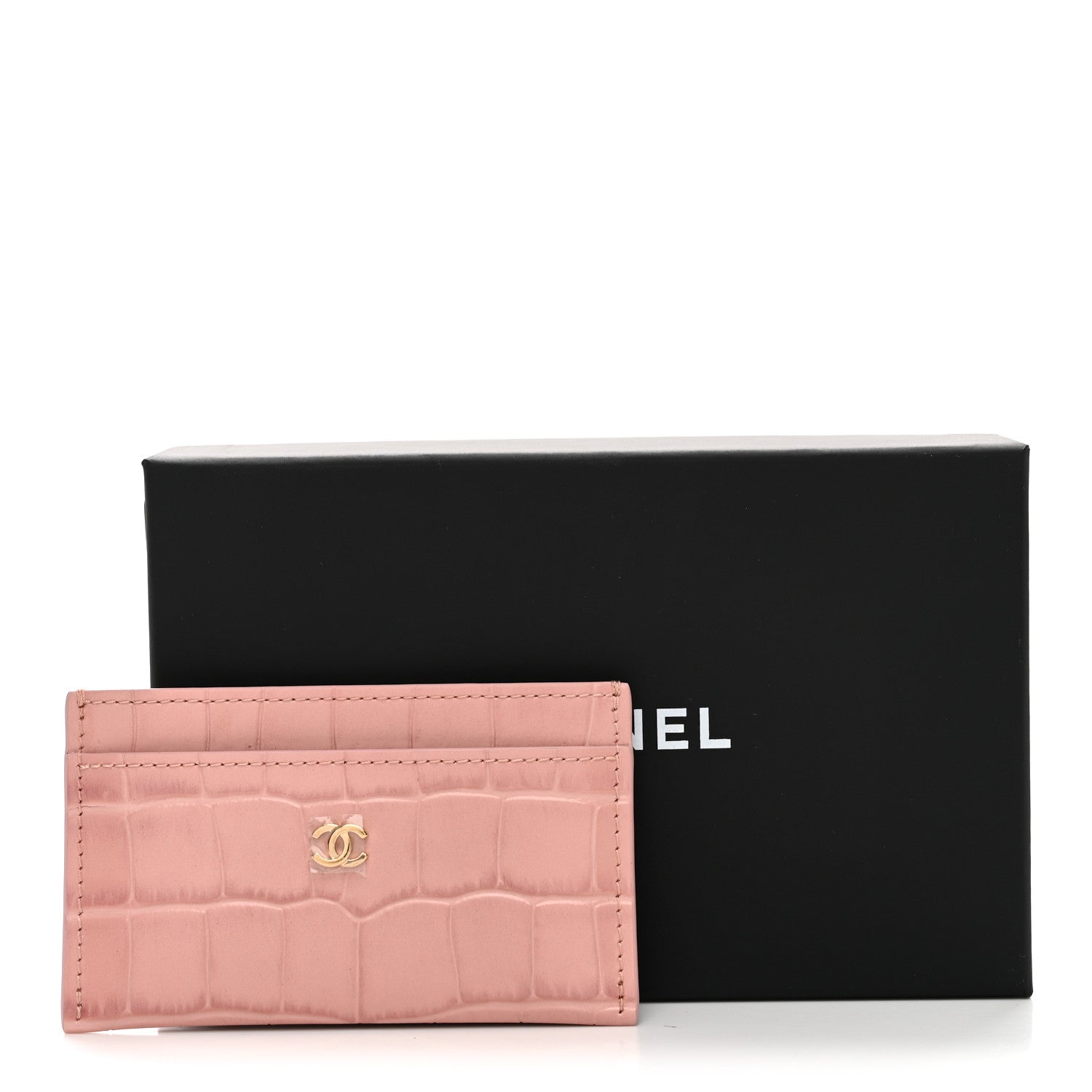 Chanel Calfskin Crocodile Embossed Crococo Card Holder Light Pink 8 of 8
