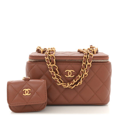 Chanel Caviar Quilted Small Vanity Case With Airpods Pro Case Brown 1 of 9