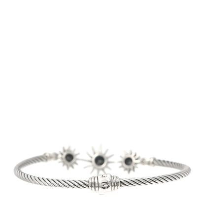David Yurman Sterling Silver Diamond Starburst Three-Station Bangle Bracelet 3 of 5