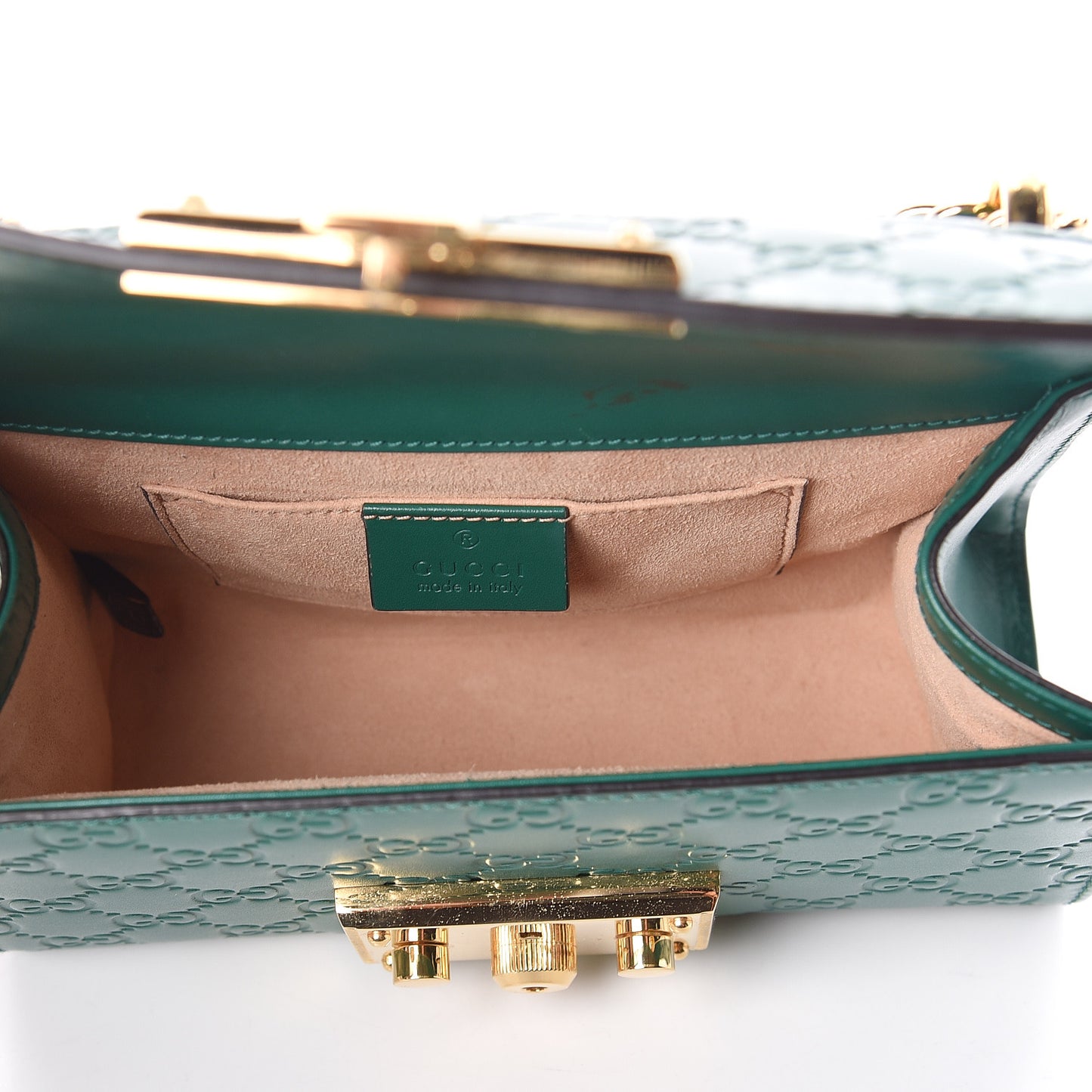 Guccissima Small Padlock Shoulder Bag Emerald