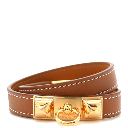Hermes Swift Rivale Double Tour Bracelet T2 Gold 1 of 6