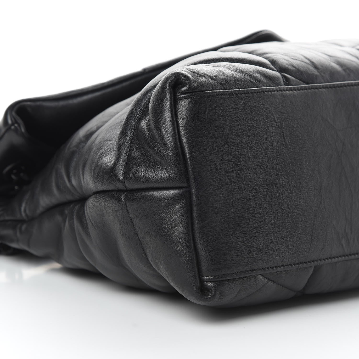 Saint Laurent Lambskin Quilted Medium Loulou Puffer Monogram Chain Satchel Black 9 of 11