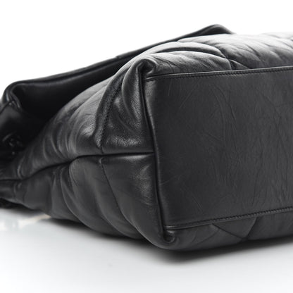 Saint Laurent Lambskin Quilted Medium Loulou Puffer Monogram Chain Satchel Black 9 of 11