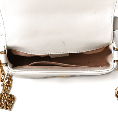 Gucci Calfskin Matelasse Mini GG Marmont Top Handle Shoulder Bag White 6 of 17