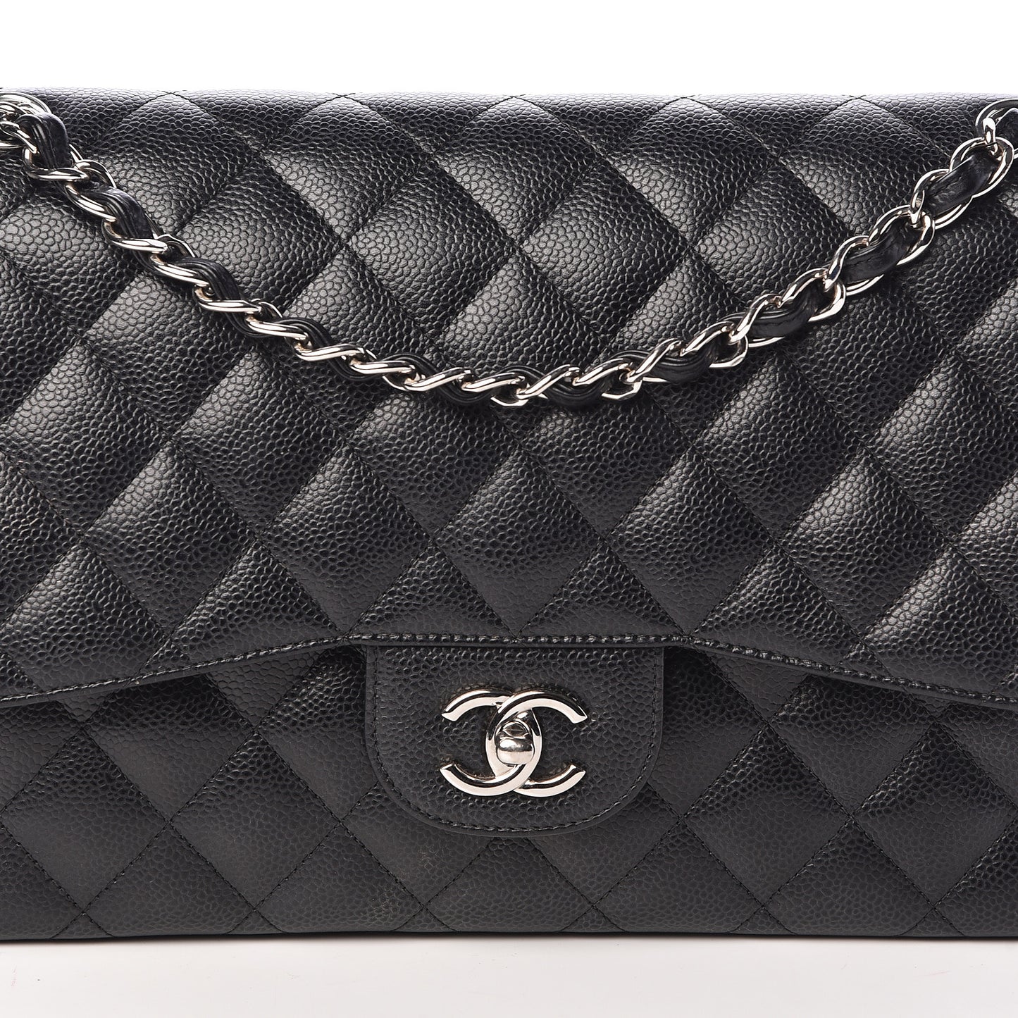 Caviar Quilted Jumbo Double Flap Black