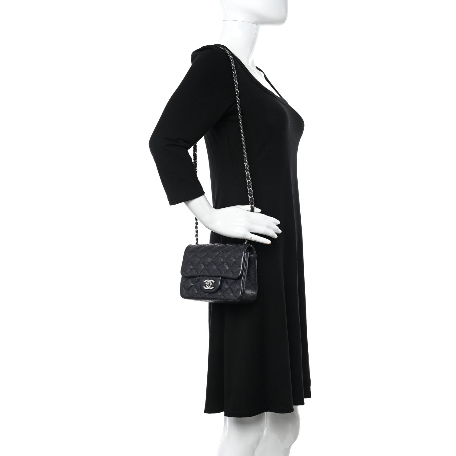 Chanel Caviar Quilted Mini Square Flap Navy 2 of 12