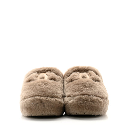 Chanel Shearling Lambskin CC Flat Mules 36 Beige 3 of 16