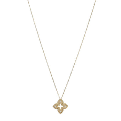 Roberto Coin 18K Yellow Gold Diamond Extra Small Petite Venetian Princess Flower Pendant Necklace 1 of 4