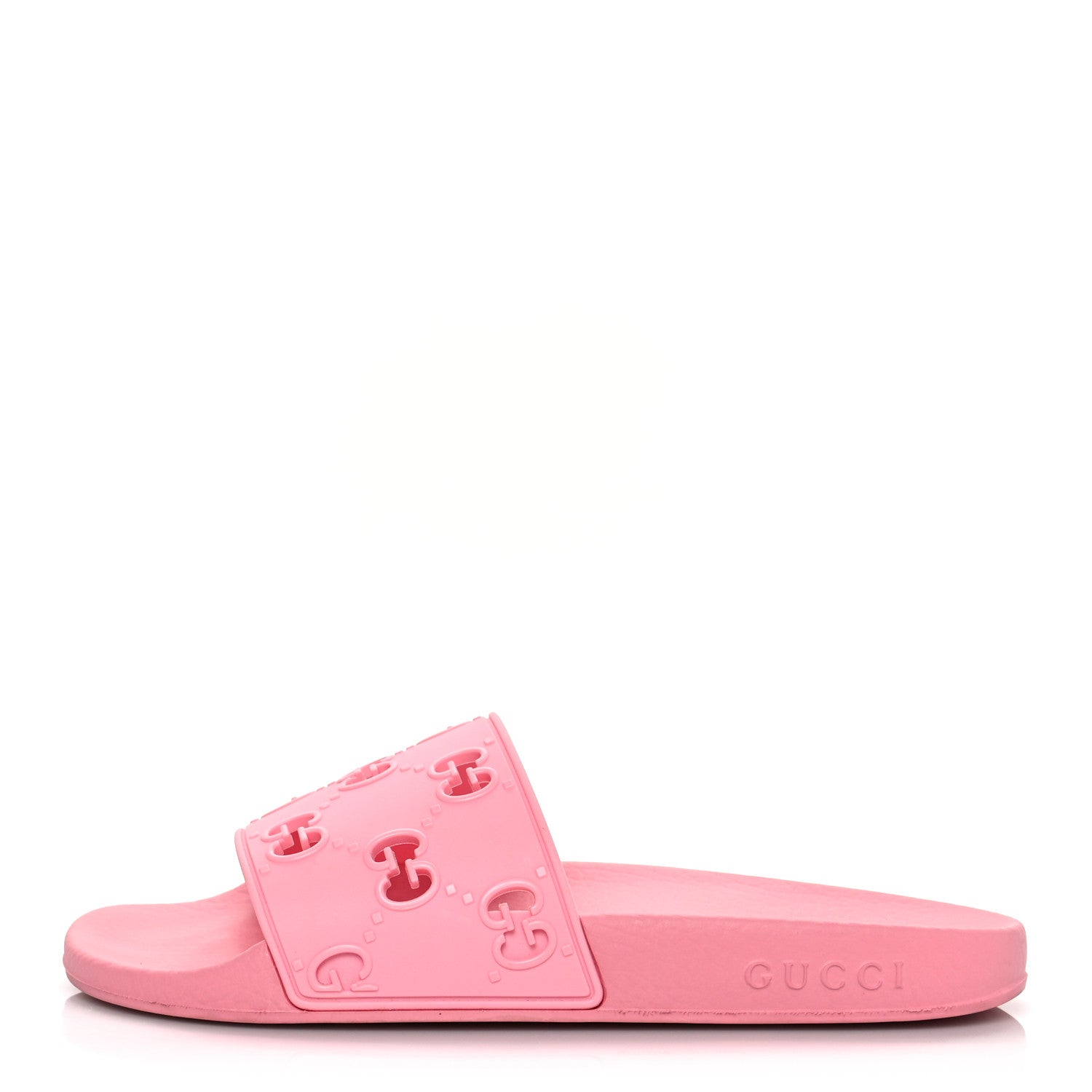Gucci Rubber GG Monogram Perforated Womens Slide Sandals 39 Rose Box 1 of 6