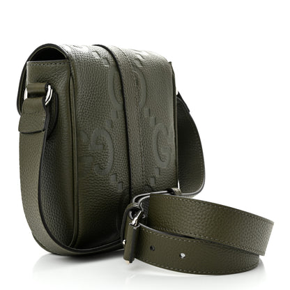 Gucci Piuma Calfskin Jumbo GG Embossed Small Messenger Bag Dark Green 3 of 12