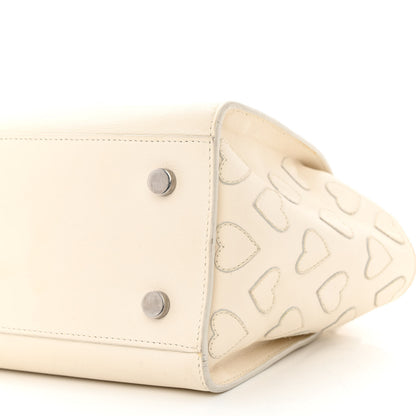Saint Laurent Smooth Calfskin Heart Embroidered Baby Monogram Downtown Cabas New Milk 14 of 28