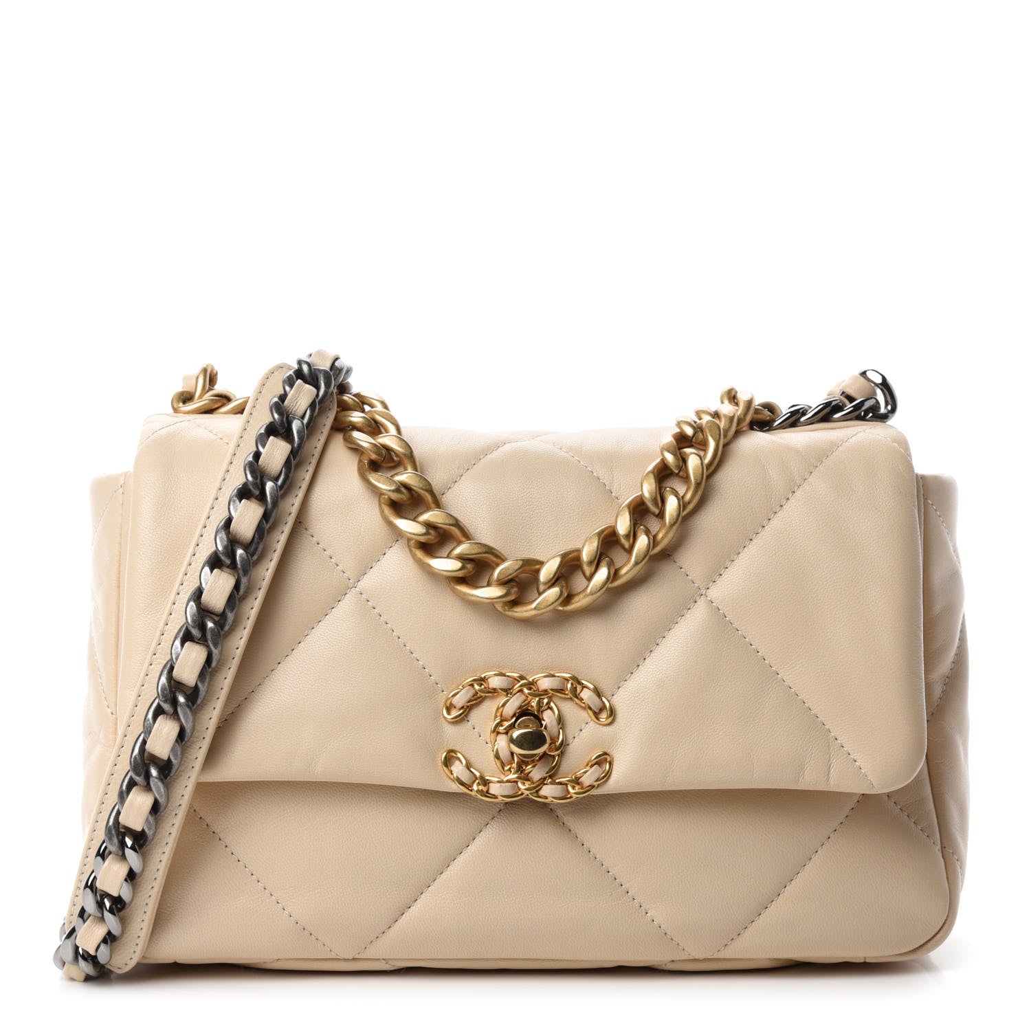Chanel Lambskin Quilted Medium Chanel 19 Flap Beige 1 of 10