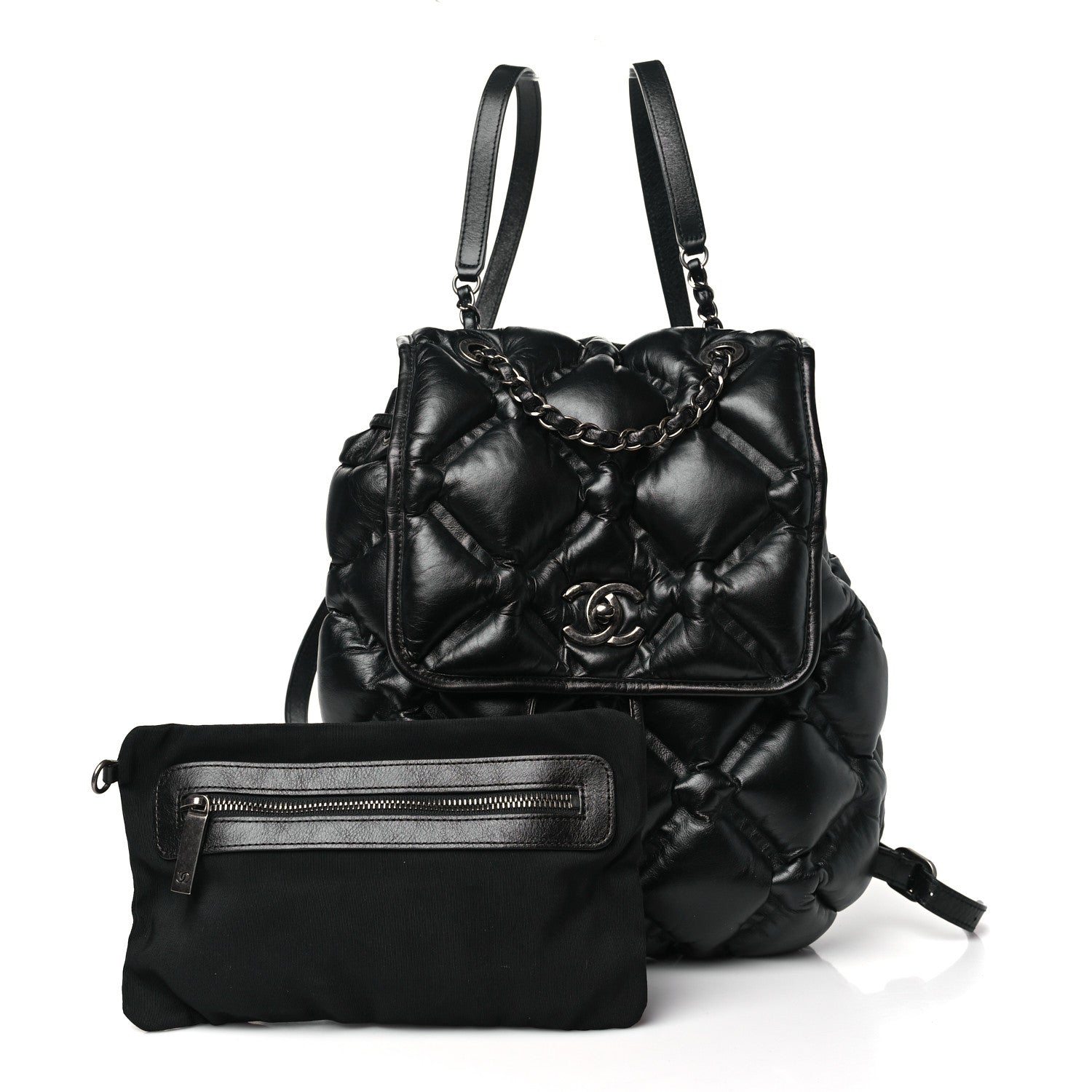 Chanel Calfskin Quilted Chesterfield Backpack Black 3 of 10