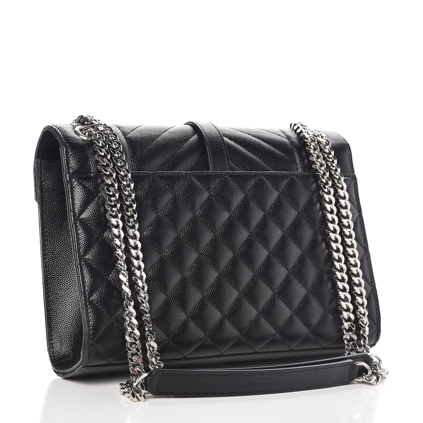 Grain De Poudre Textured Mixed Matelasse Triquilt Medium Monogram Satchel Black