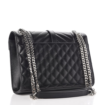 Saint Laurent Grain De Poudre Textured Mixed Matelasse Triquilt Medium Monogram Satchel Black 3 of 10
