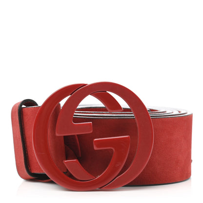 Gucci Nubuck Interlocking G Belt 115 46 Red 1 of 5