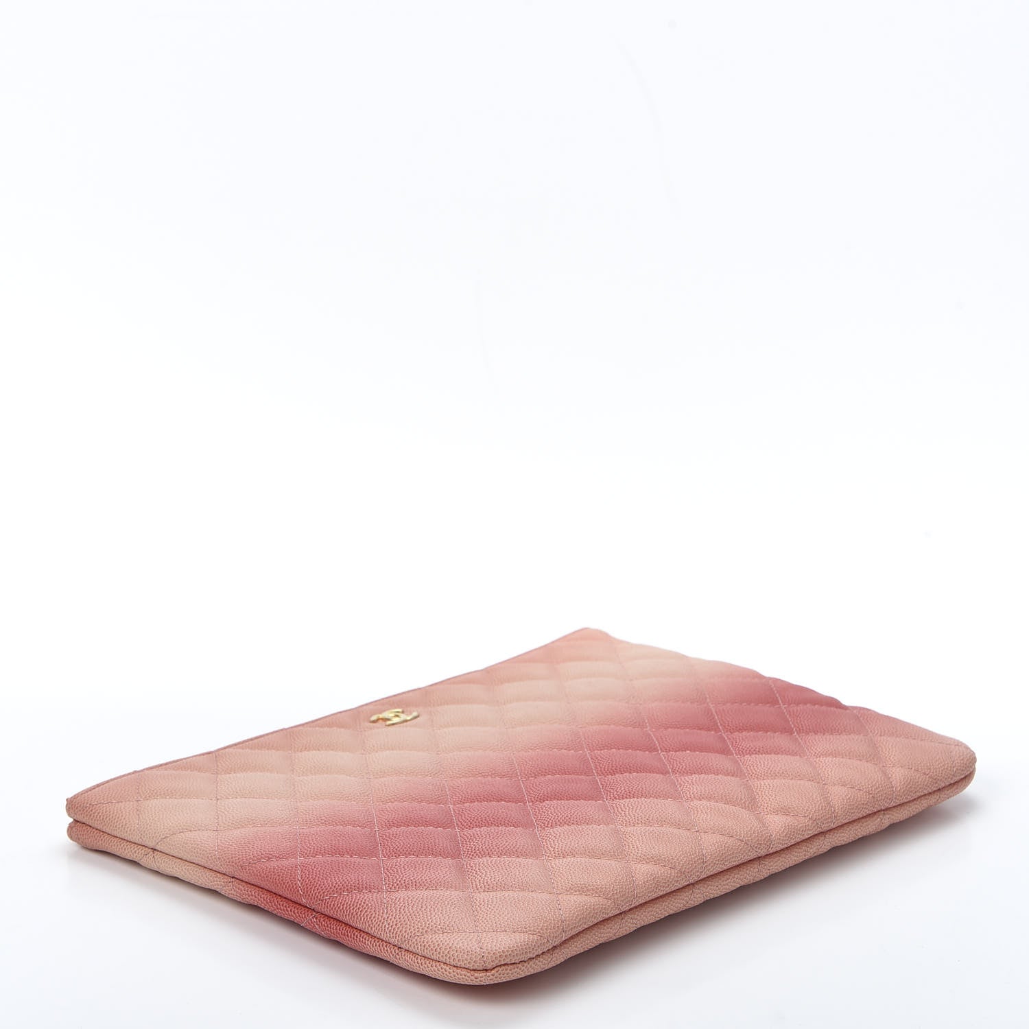 Chanel Caviar Quilted Ombre Medium Cosmetic Case Coral 3 of 9