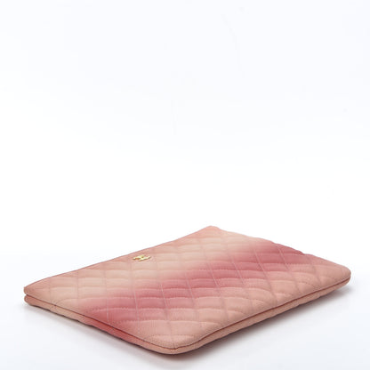 Chanel Caviar Quilted Ombre Medium Cosmetic Case Coral 3 of 9