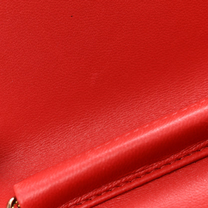 Chanel Lambskin Quilted Boy Wallet On Chain WOC Red 18 of 21