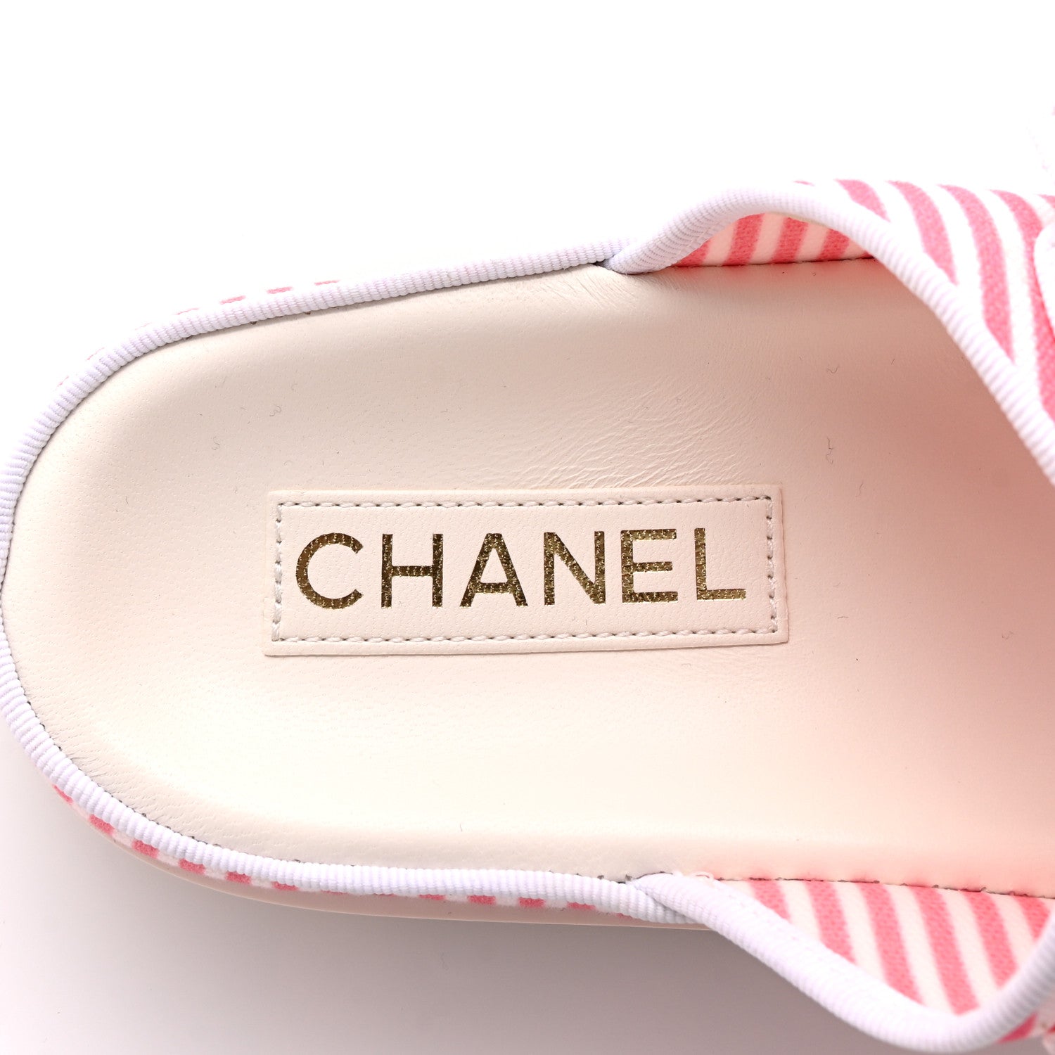 Chanel Printed Cotton Velcro Dad Flat Mules 41 White Pink 8 of 10