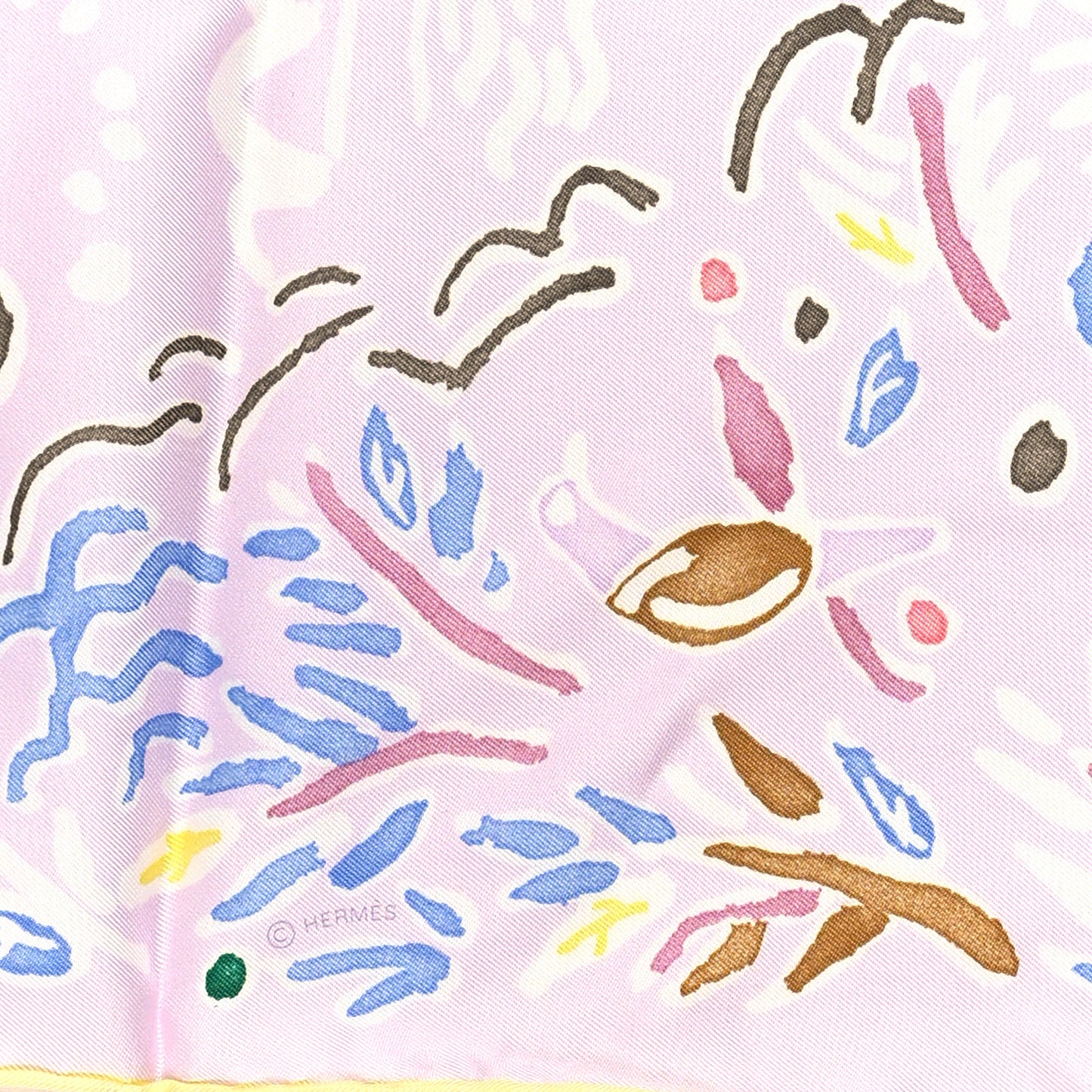 Silk Isola Di Primavera Scarf 90 Rose Pale Bleu Jaune