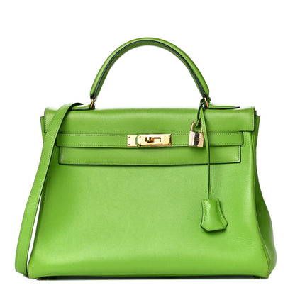 Hermes Veau Gulliver Kelly Retourne 32 Vert Cru 1 of 25