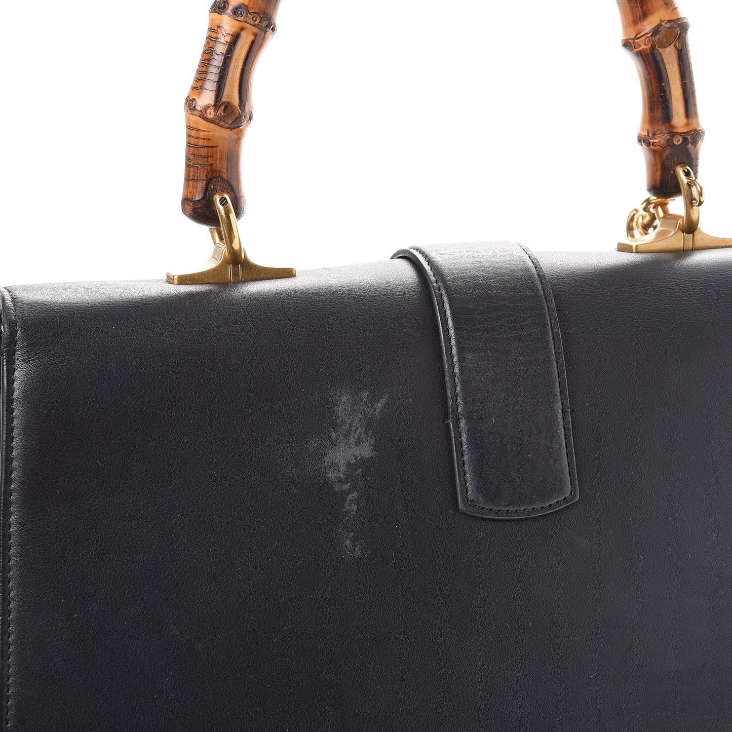 Moon Calfskin Web Large Dionysus Bamboo Top Handle Bag Black