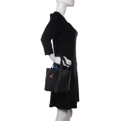 Hermes Taurillon Clemence Casaque Picotin Lock 18 PM Blue Nuit Black Bleu Frida 2 of 10
