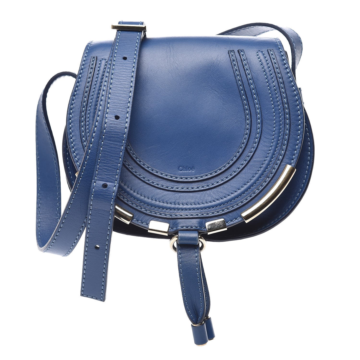 Chloe Calfskin Mini Marcie Metal Bar Trim Crossbody Bag Sea Water 1 of 10