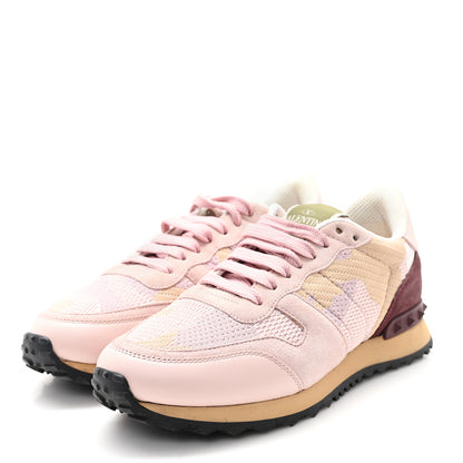 Valentino Garavani Mesh Fabric Suede Camouflage Womens Rockrunner Sneakers 37.5 Multicolor 4 of 10