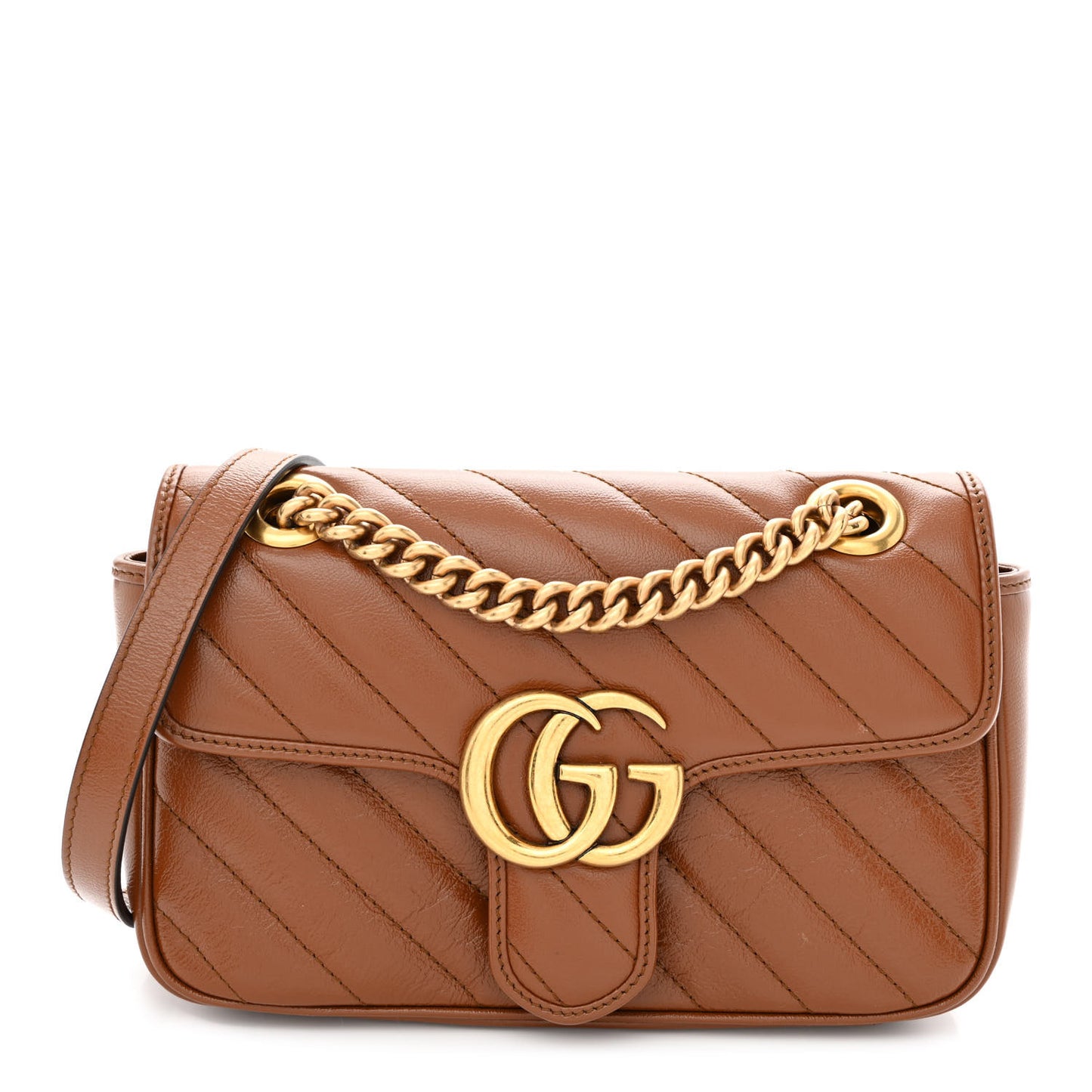 Azalea Calfskin Matelasse Diagonal Mini GG Marmont Shoulder Bag Cuir