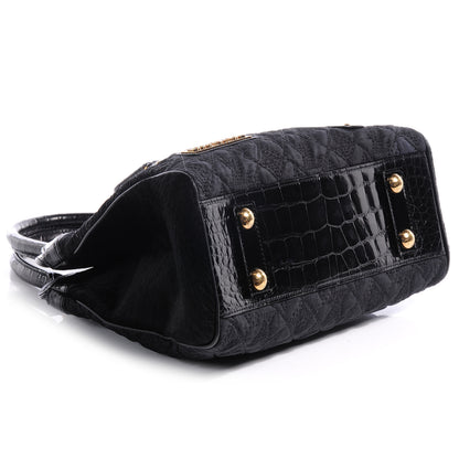 Louis Vuitton Monogram Silk Pony Hair Alligator Trim Linda Black 4 of 7