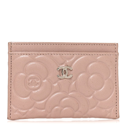 Chanel Goatskin Camellia Embossed Card Holder Light Pink 1 of 11