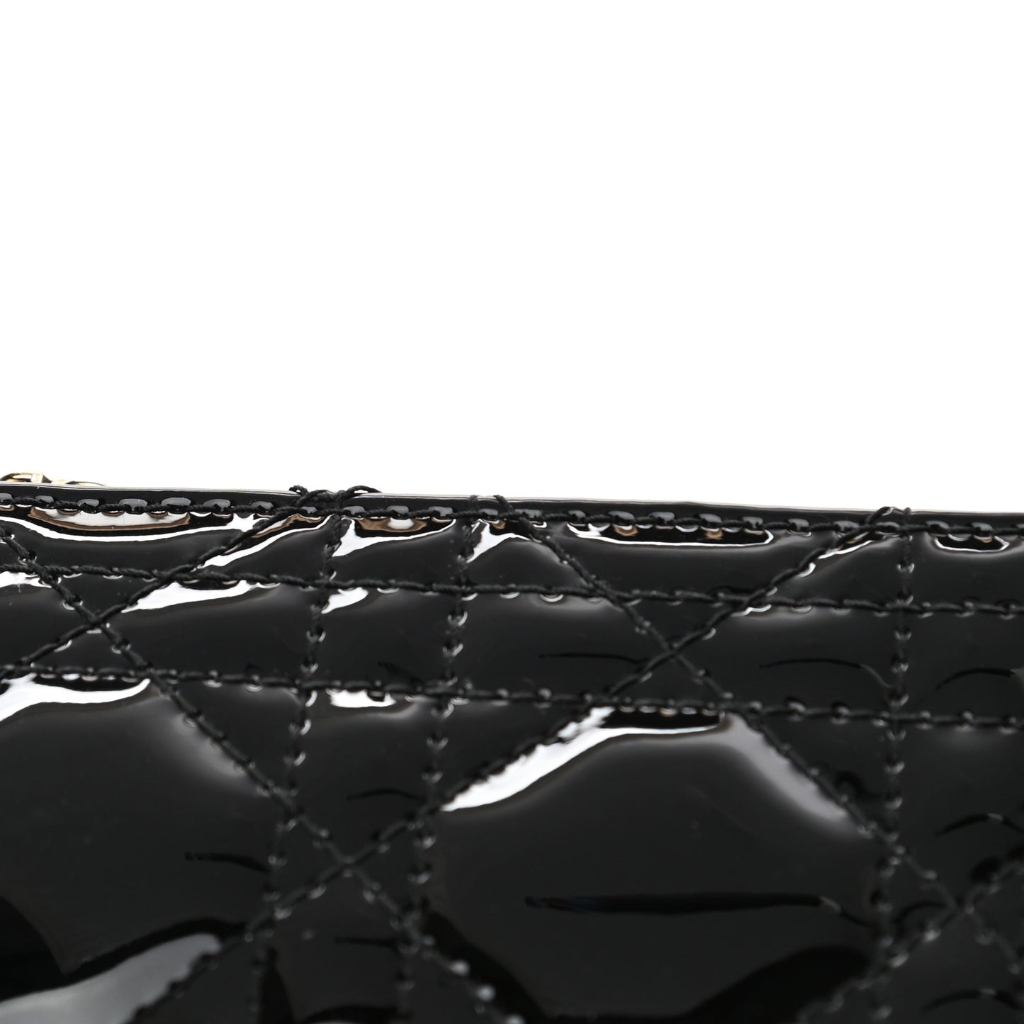 Patent Cannage Lady Dior Key Pouch Black