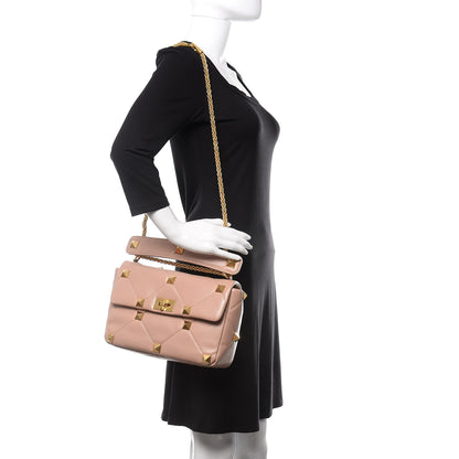 Valentino Garavani Nappa Large Roman Stud Shoulder Bag Rose Cannelle 2 of 9