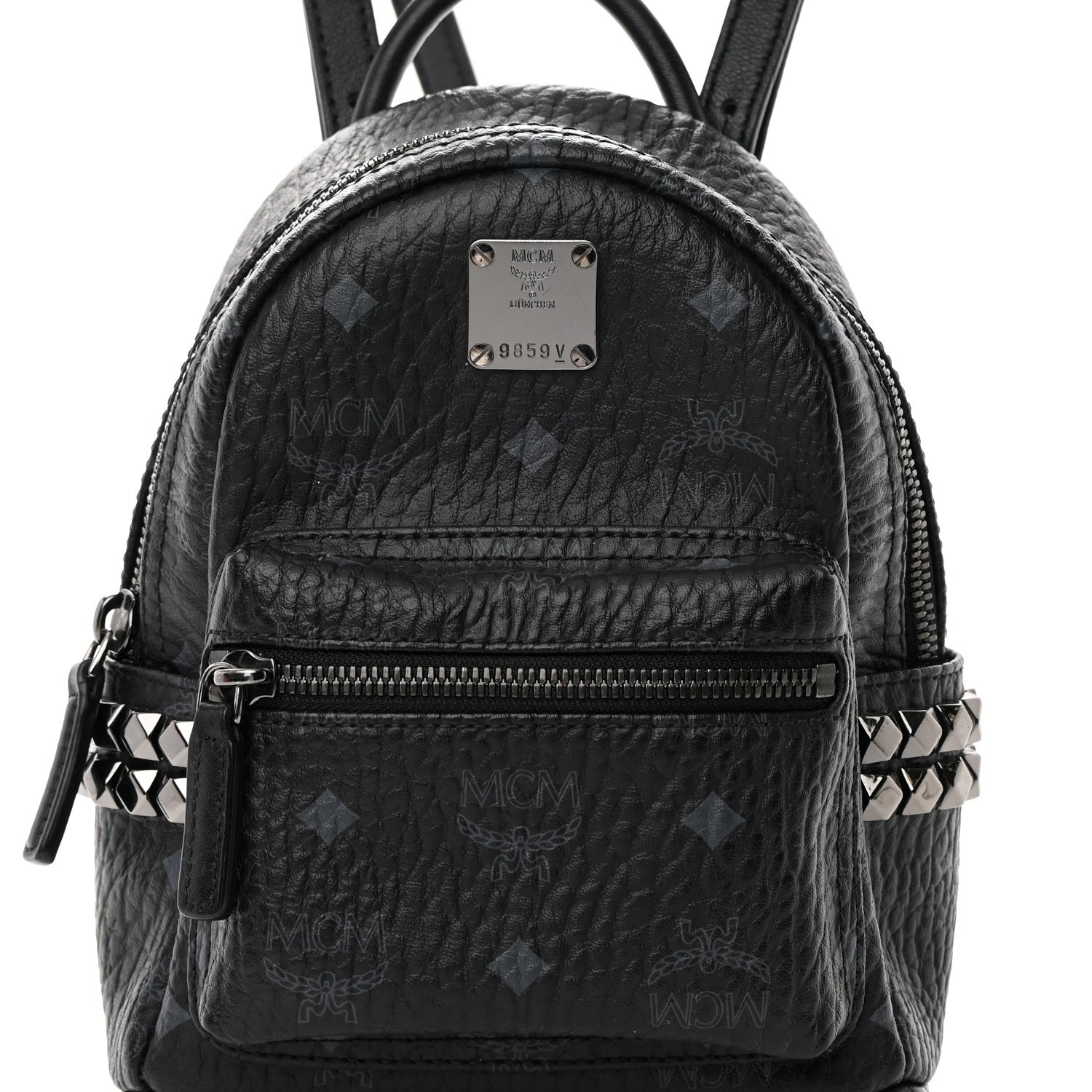 MCM Visetos Side Stud X-Mini Stark Bebe Boo Backpack Black 9 of 22