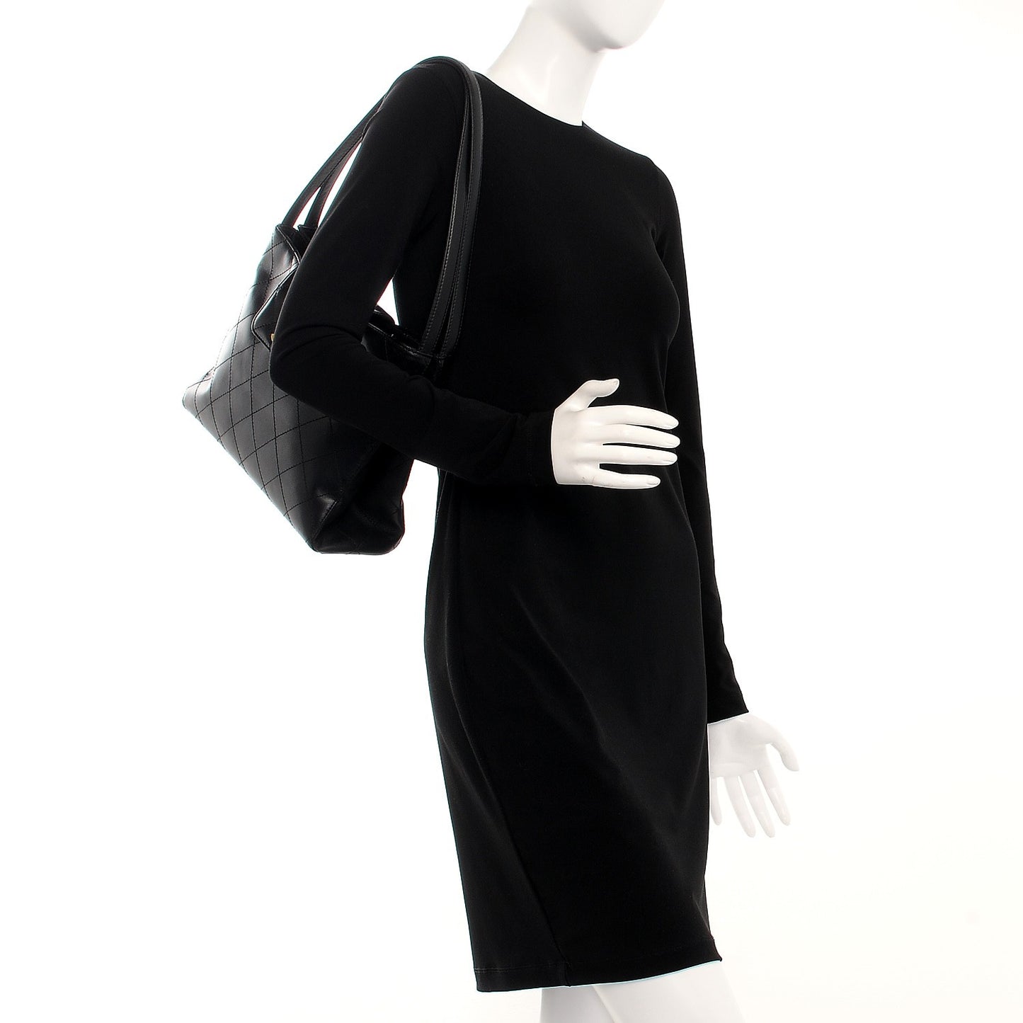 Calfskin Quilted Shoulder Bag Black