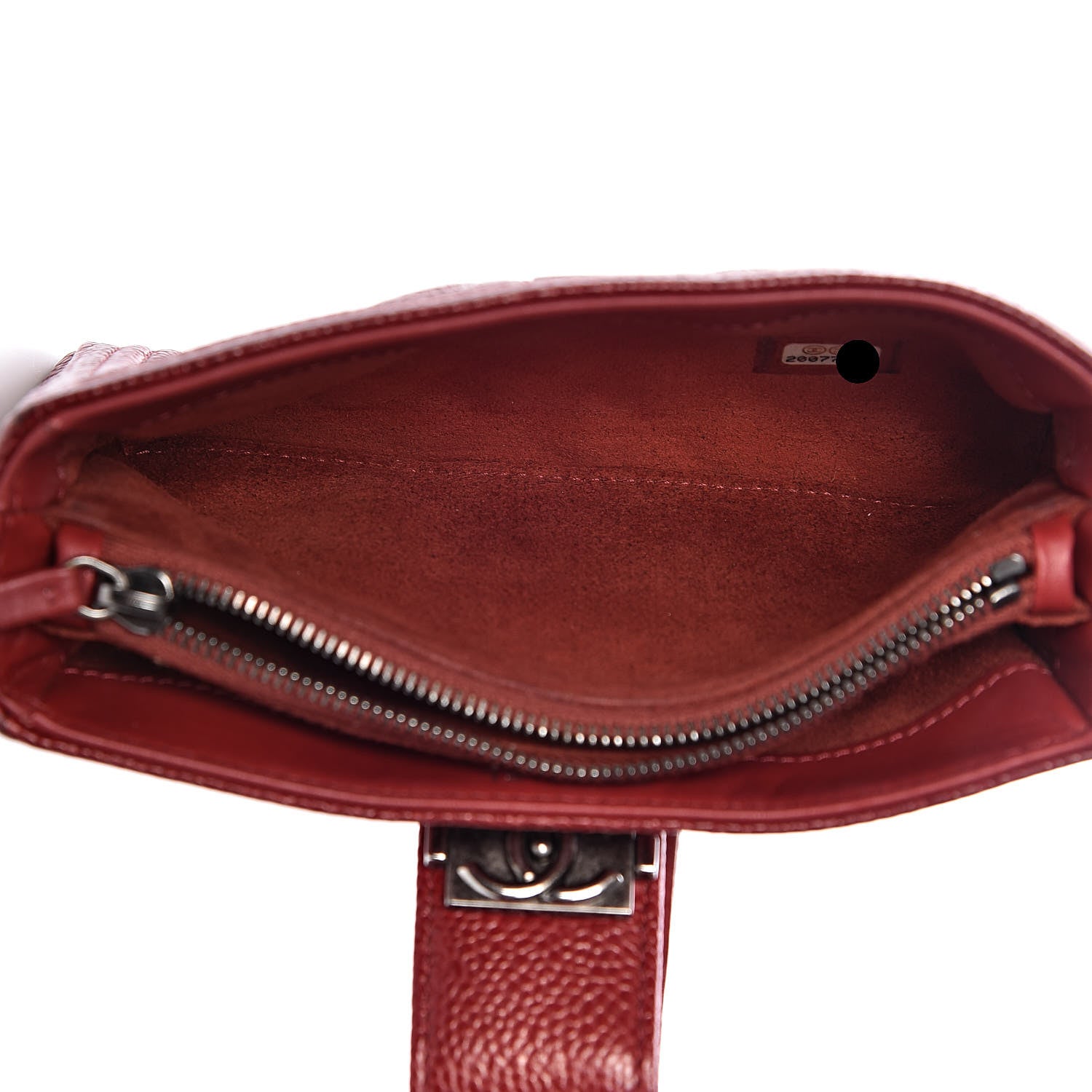 Chanel Caviar Quilted Mini Boy Phone Holder Clutch Dark Red 6 of 15
