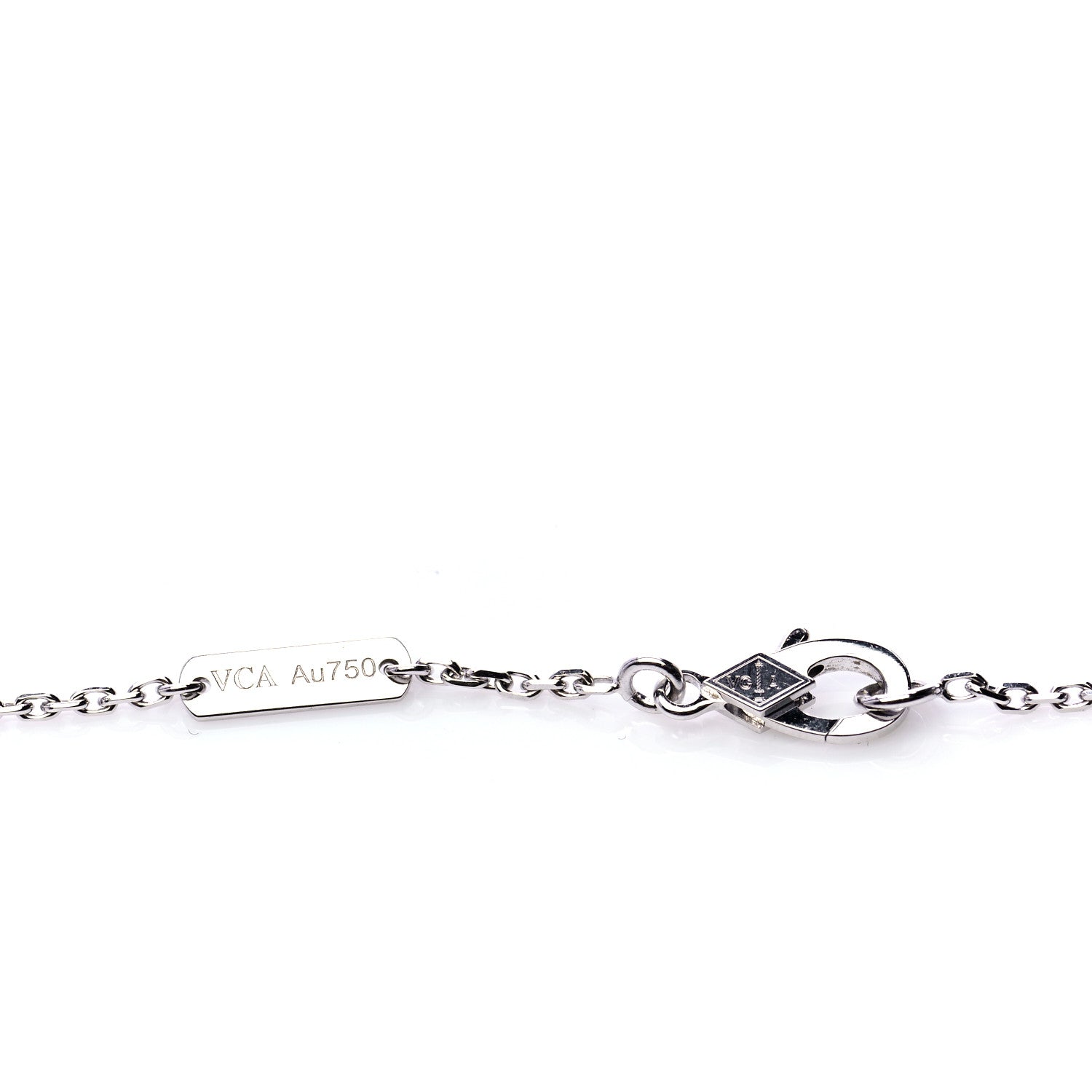Van Cleef & Arpels 18K White Gold Chalcedony Vintage Alhambra Pendant Necklace 5 of 7