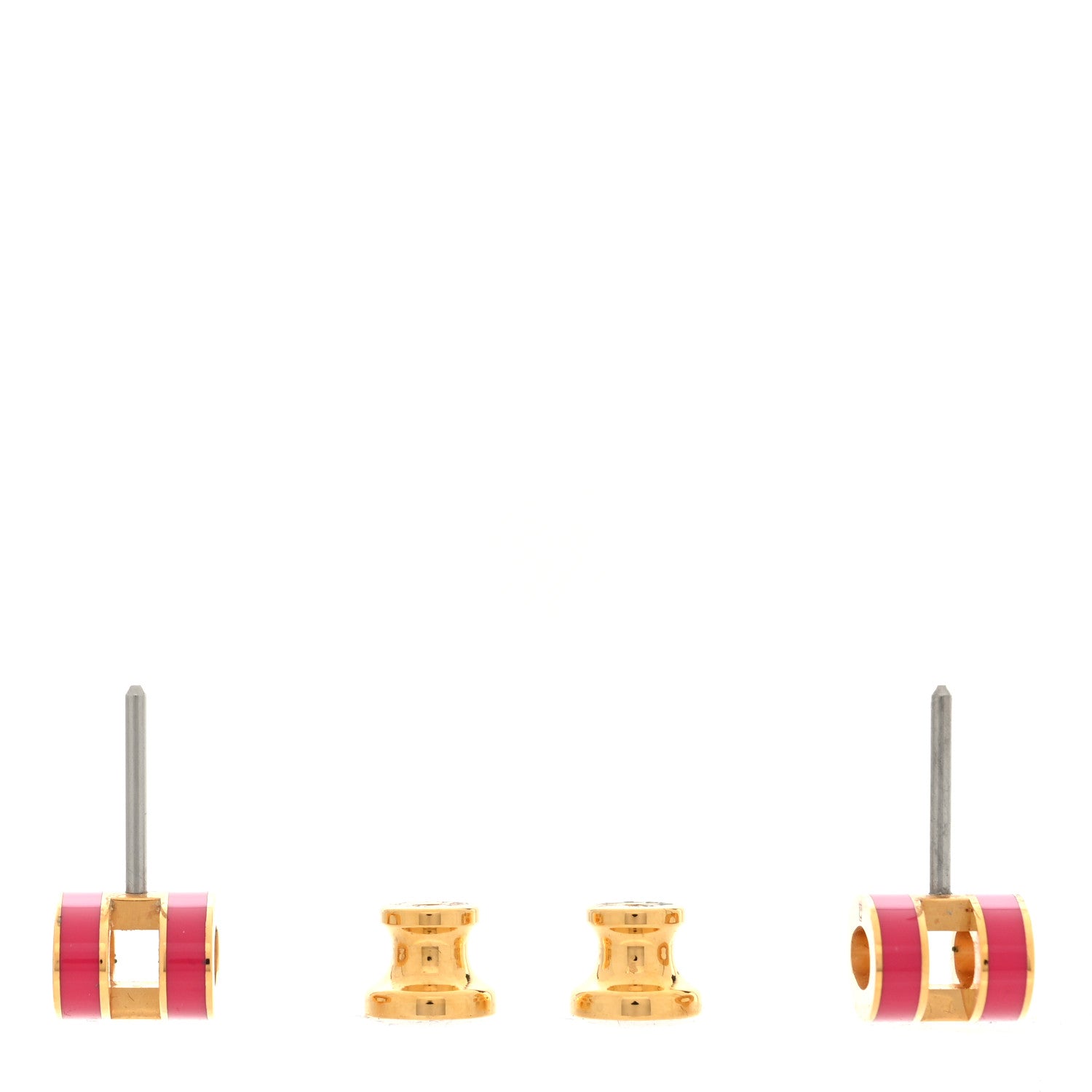 Hermes Rose Gold Lacquered Mini Pop H Earrings Rose Extreme 3 of 5