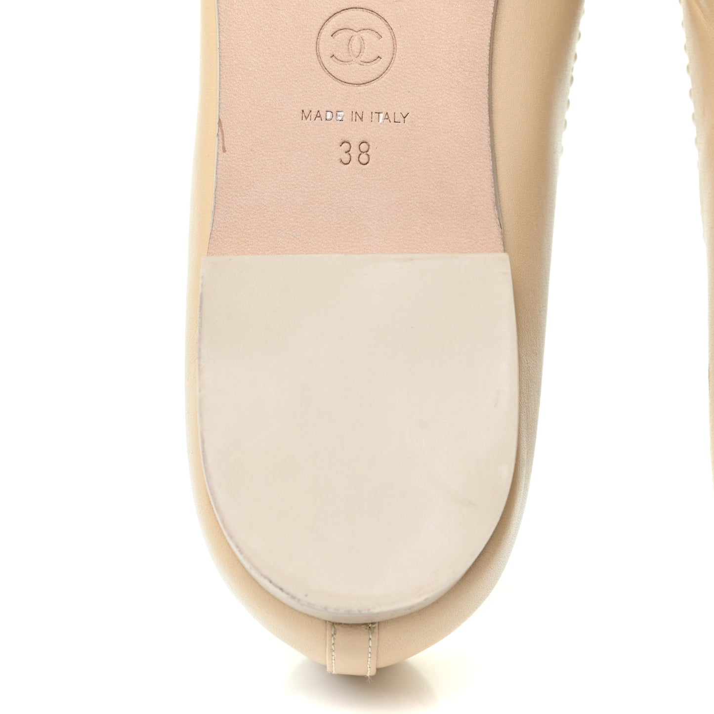 Calfskin Pearl CC Loafers 38 Beige