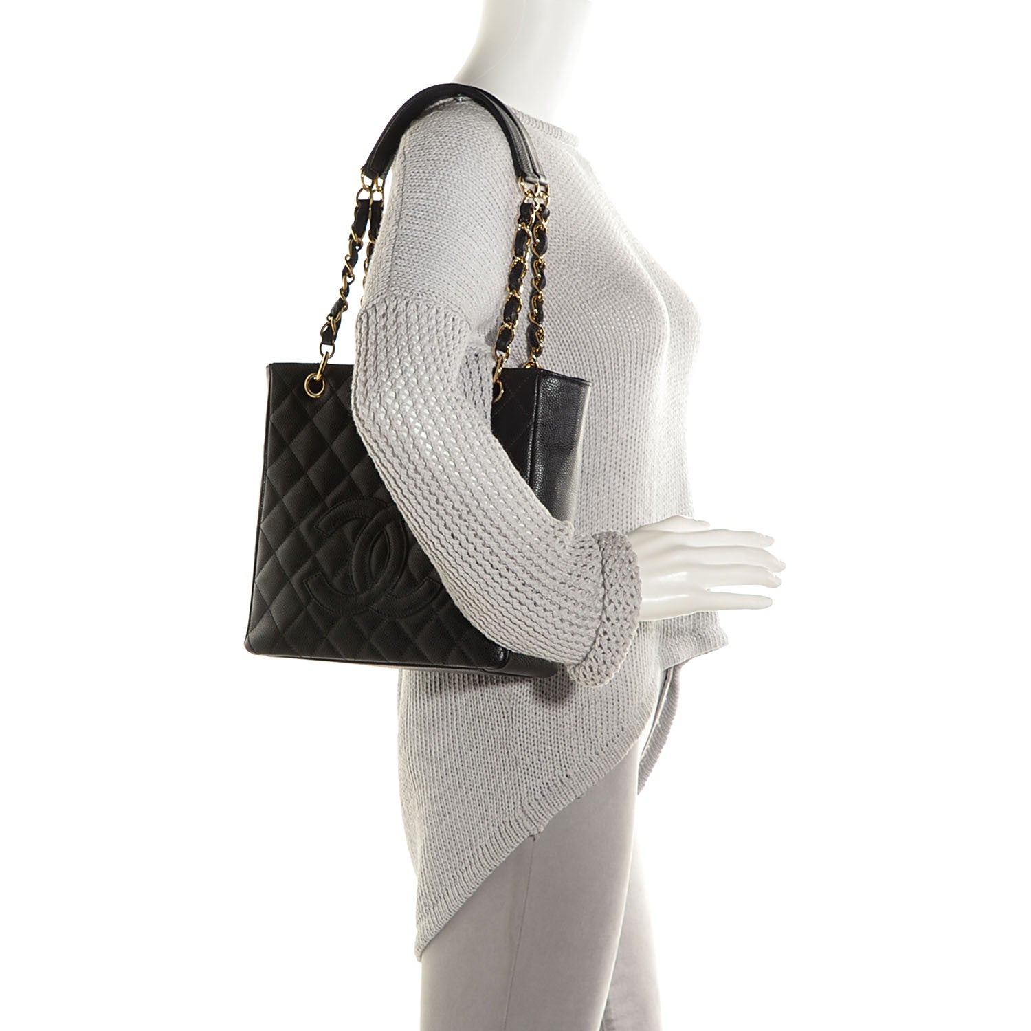Chanel Caviar Quilted Petit Shopping Tote PST Black 2 of 7