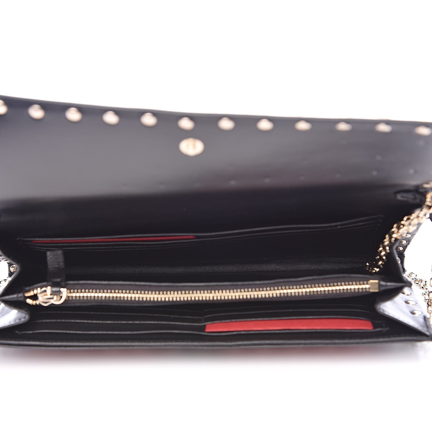 Valentino Garavani Lambskin Rockstud Spike Flap Wallet on Chain Black 5 of 11
