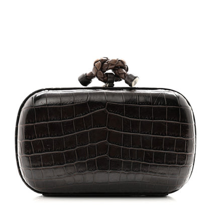 Bottega Veneta Crocodile Knot Clutch Brown 1 of 7