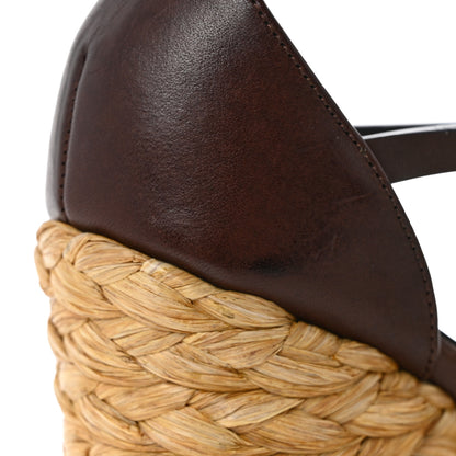 Saint Laurent Calfskin Cassandra 105 Espadrille Wedges 40 Chocolate 10 of 10