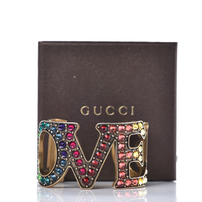 Gucci Metal Crystal Loved Cuff Bracelet 16 Aged Gold 5 of 7
